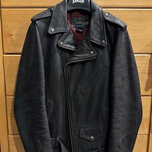Schott NYC Per22 Black Buffalo Leather Biker Jacket
